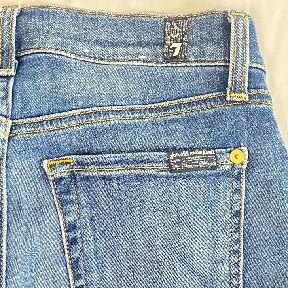 7 For All Mankind The Ankle Skinny‎ Jeans Womens 25 Blue Denim Cotton Stretch